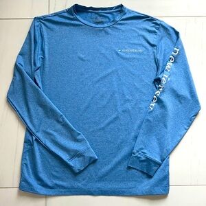 Vineyard Vines Long Sleeve Heathered Blue New Jersey Logo Performance T Size S